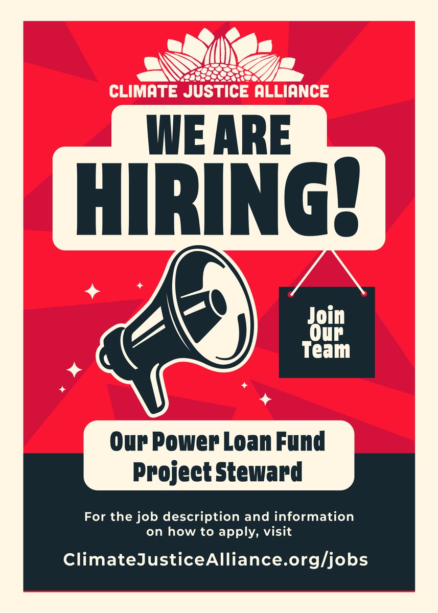 Climate Justice Alliance (CJA) 🌻 (@cjaourpower) on Twitter photo The CJA Our Power Loan Fund helps foster a #JustTransition by supporting cooperative enterprises that provide what our communities need to thrive, such as community solar, food sovereignty, bike shops, construction trades, and so much more.
Work with us: climatejusticealliance.applytojob.com/apply/ytL6ZvDS… The CJA Our Power Loan Fund helps foster a #JustTransition by supporting cooperative enterprises that provide what our communities need to thrive, such as community solar, food sovereignty, bike shops, construction trades, and so much more.
Work with us: climatejusticealliance.applytojob.com/apply/ytL6ZvDS…