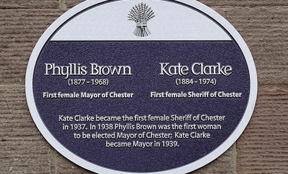 MayorChester's tweet photo. International Women's Day is marked in Chester by a special plaque which highlights the first lady Mayor and lady Sheriff of the City of Chester. #EmbraceEquilty https://t.co/84xp2A0SJ8