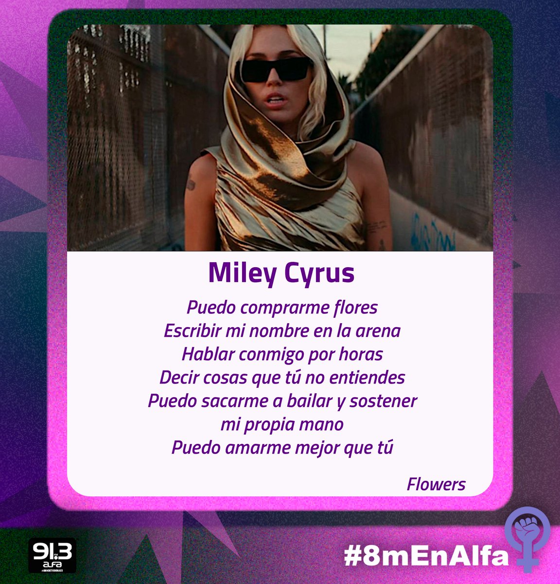 alfa913fm's tweet photo. Grandes artistas que usan su gran voz para demostrar su empoderamiento. 💪💜
Part. 2
#8M #Beyonce #ArianaGrande #SIA #KatyPerry #AliciaKeys #CyndiLauper #MileyCyrus #DestinysChild #AvaMax #ShaniaTwain #SAYGRACE #MeghanTrainor #TaylorSwift https://t.co/3MYiIc5RMW