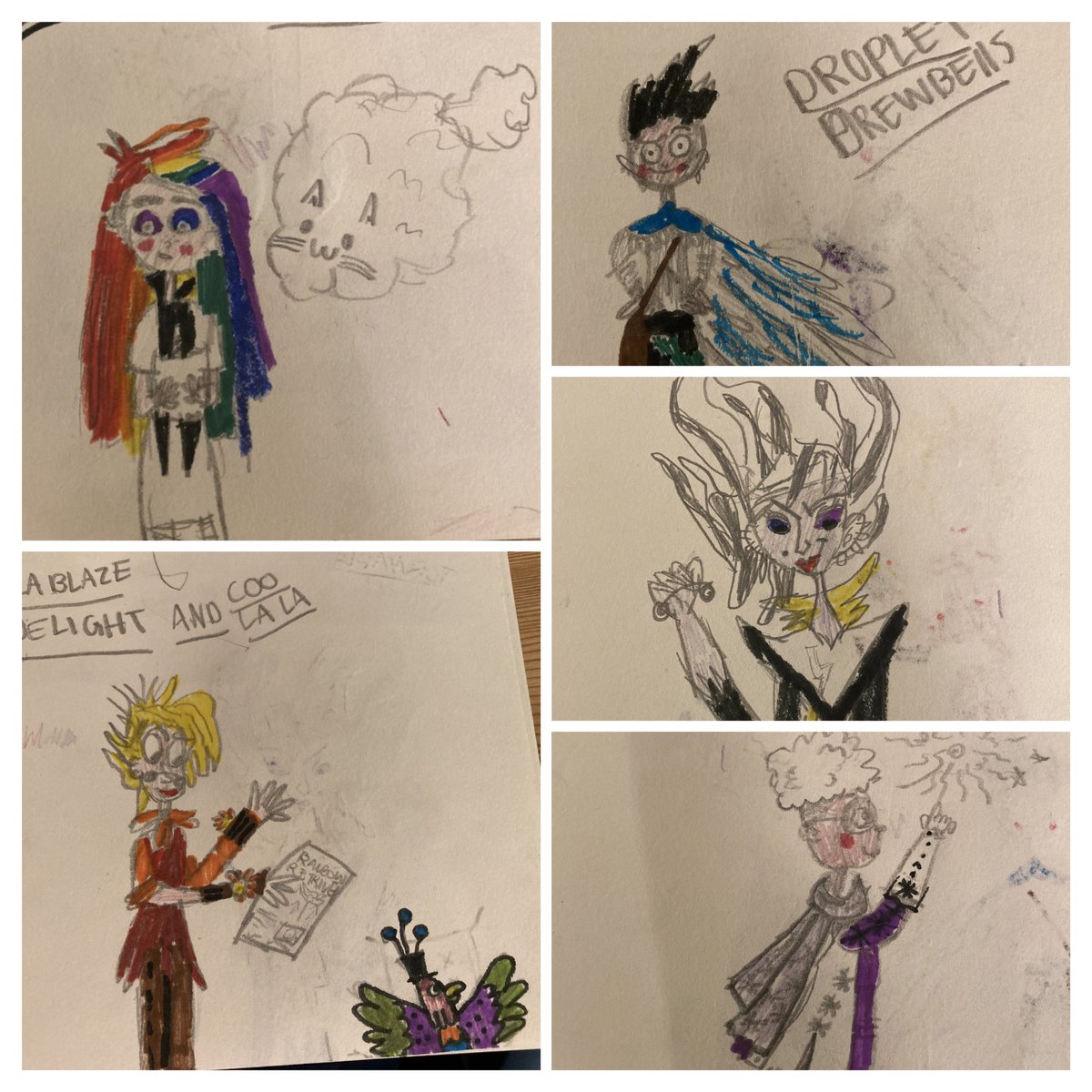 Sophie has been busy drawing her favourite characters from Rainbow Grey and wanted me to show @Lillustrator