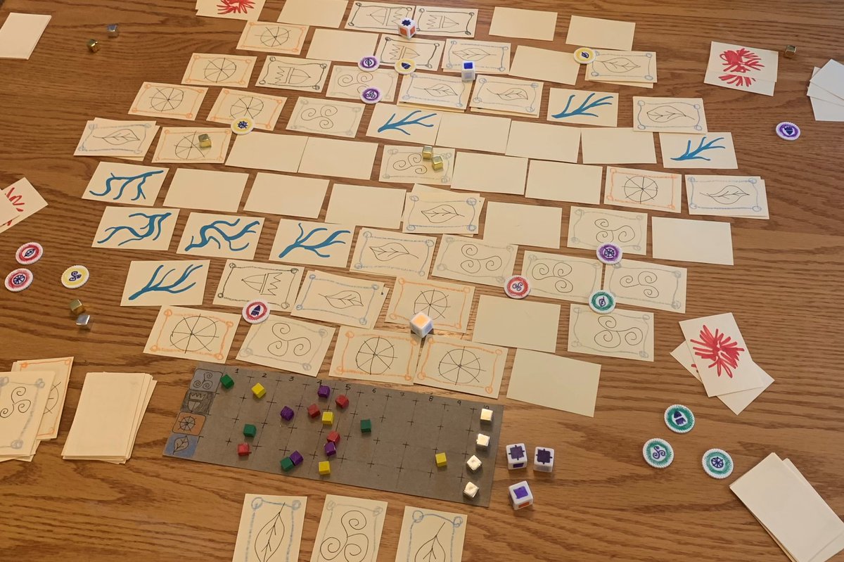 OliverKiley's tweet photo. In other game design news, I finally got my Tigris &amp; Euphrates / Yellow &amp; Yangtze-inspired compact card-game "Rhine &amp; Rhone" into playtesting shape (queue giddy excitement!!). I even wrote a blog about it! Credit of course to @ReinerKnizia https://t.co/dgntE3qRv1 https://t.co/I2EHF8izg5