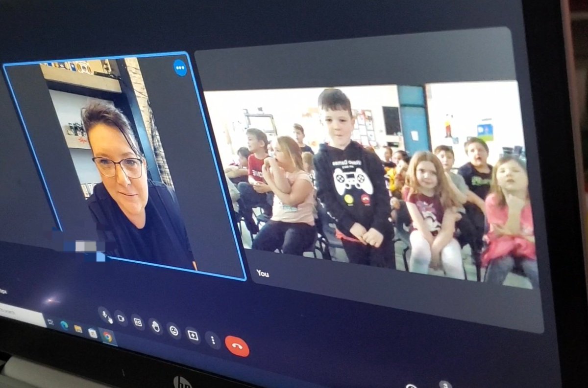 ms_holden1's tweet photo. Over the next few weeks we have some SURPRISE virtual guests to help us learn about the past! The Ss were AMAZING listeners! 👏 Our special guest was AWESOME, too! Thank you! @NLESDCA @Hazelwood_Elem @Ms_Ryan1 @MUNEducation https://t.co/R5kR07AUiw