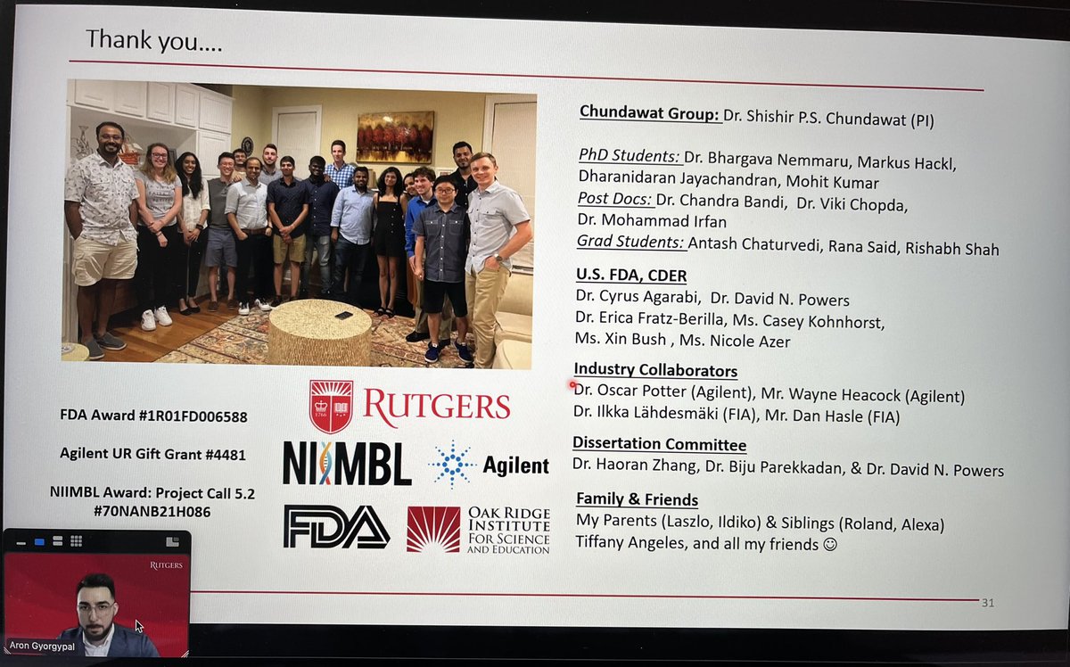 sps_chundawat's tweet photo. Congratulations to my PhD student Aron Gyorgypal on successfully defending his PhD dissertation today. His PhD was focussed on development of real-time N-glycosylation monitoring tools to enable advanced biologics manufacturing. Thanks to @US_FDA, @Agilent &amp; @NIIMBL. #glycotime https://t.co/hzPbgPxoE1