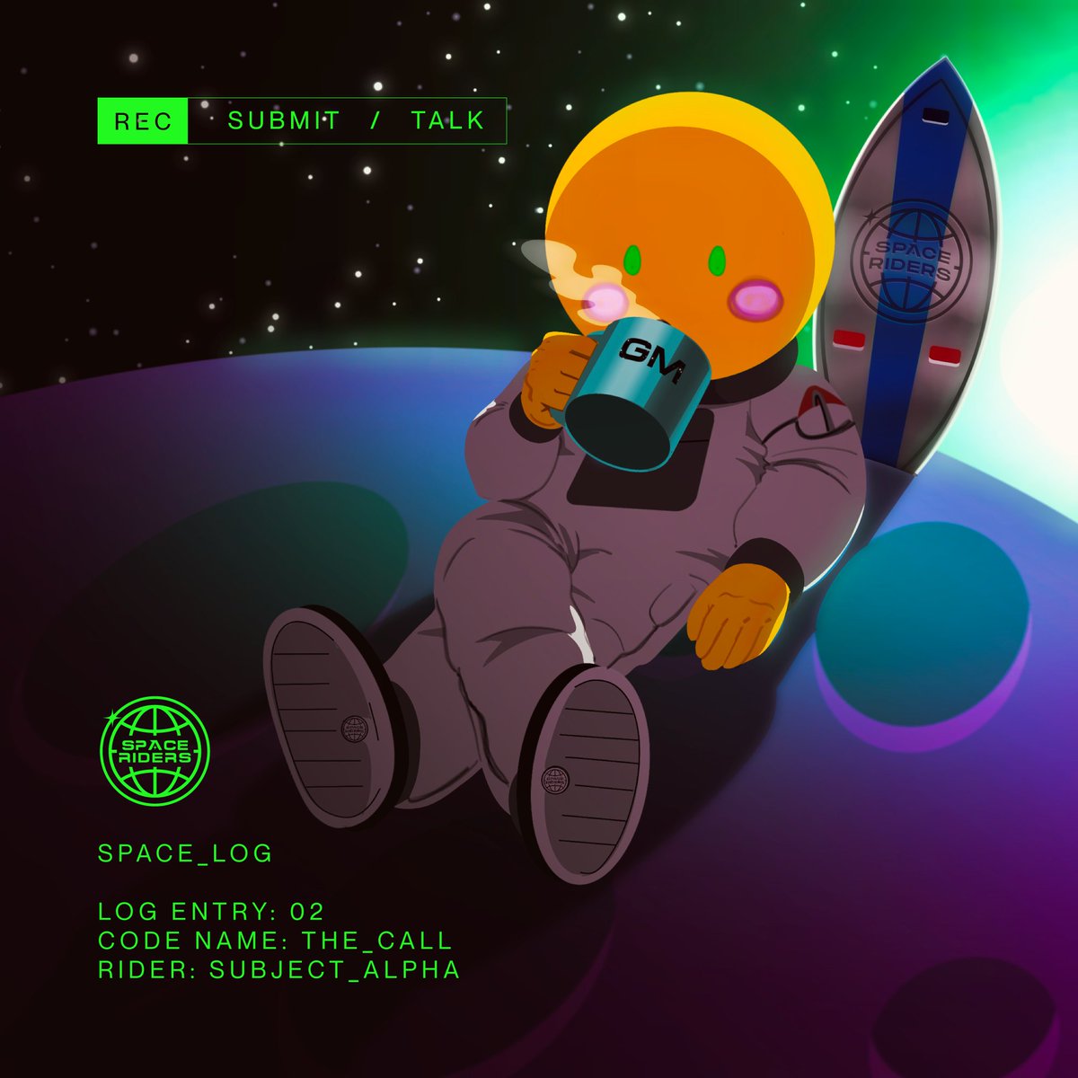 LOG ENTRY: 02

Venturing into the shadows of the anomaly, the Rider experiences a subtle time warp effect.

Finding peace amidst the stars, they take a moment to unwind and reflect on the wonders of the universe.

The Rider prepares for the ultimate cosmic journey.