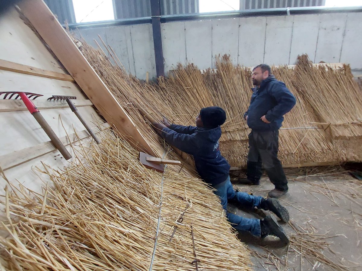 jennyferbarry's tweet photo. In the middle of a great week of learning to #thatch with the Prince’s Foundation, what talent we have #irishschoolofthatching #wexford #thatch #thatching #education #heritage #craft #sustainable #Sustainability #education #onceitsgoneitsgone https://t.co/TlZm7uO6L5
