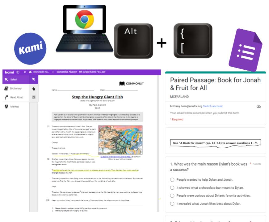 Brit_Horn_IT's tweet photo. Guys! Your Paired Passages in @KamiApp are BOMB💥.
💡Students will use the split screen shortcut on their Chromebook to open their Kami annotated passage next to a Google Form to replicate their STAAR experience. You're AMAZING! @RoanokeRangers #NISDIT https://t.co/wo7VO7ebd9