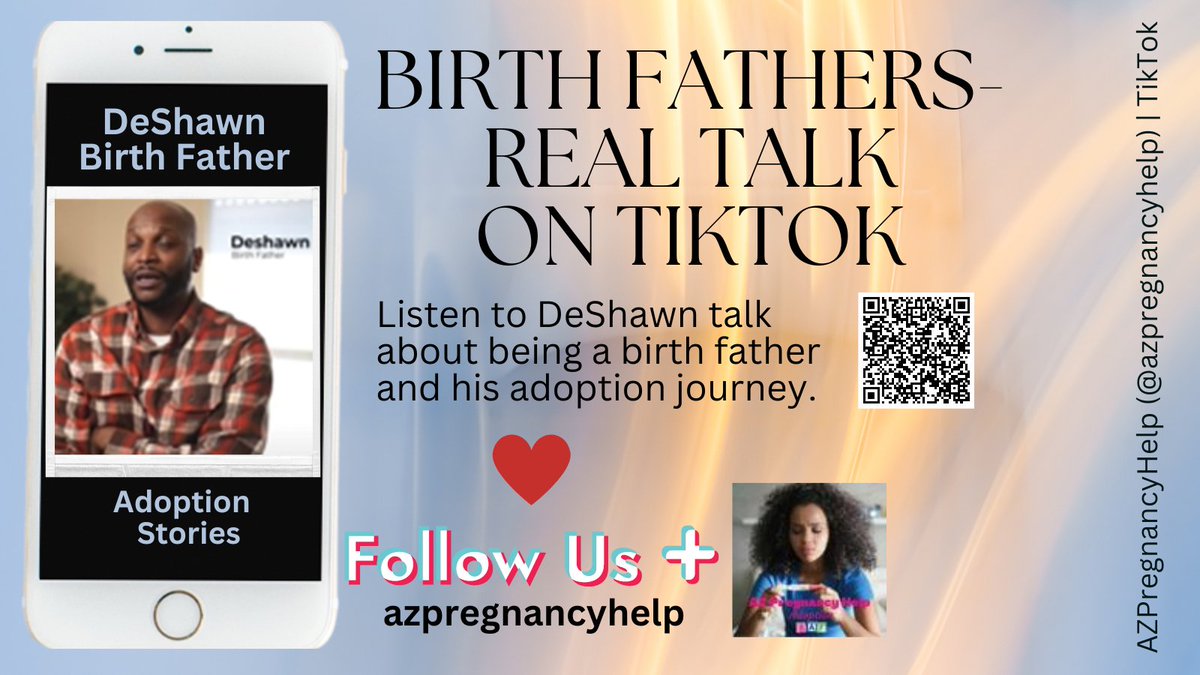 Watch, listen and learn all about adoption on TikTok.
DeShawn shares his birth father story!
REAL TALK on TikTok
#azpregnancyhelp
#birthfather
#birthfathersupport
#adoptioneducation
#realtalkontiktok
#adoptionjourney
#adoptionstories