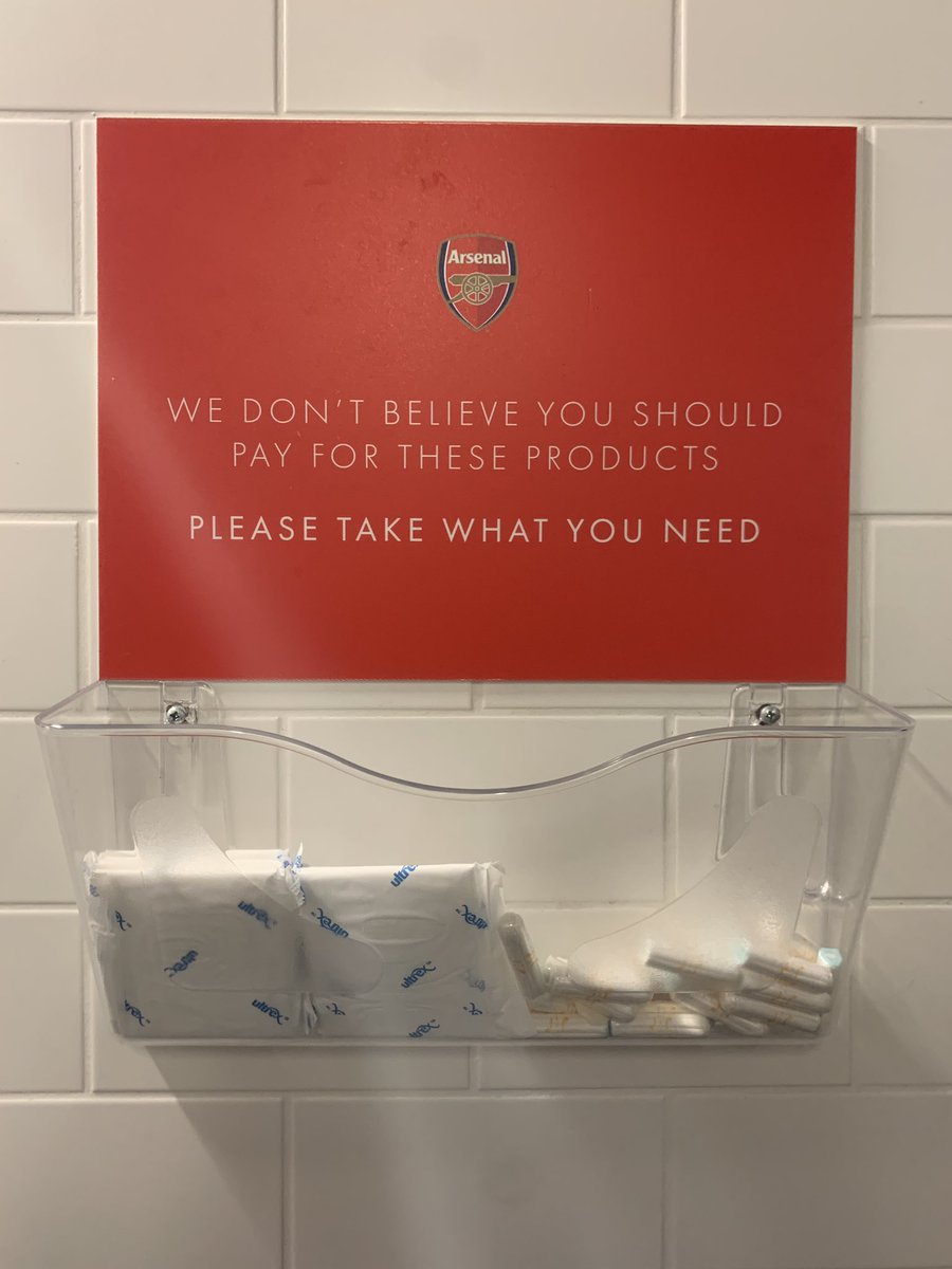 thewritingco's tweet photo. Little things can mean a lot. Was  surprised and delighted to see this in the @Arsenal FC women’s loos last week. Well done! #IWD2023 #periodpoverty #InternationalWomensDay2023 https://t.co/9TlqQ7Ws3P