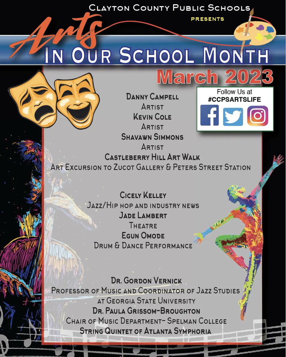 Make sure you are following along with the wonderful fine arts opportunities that are happening this month.