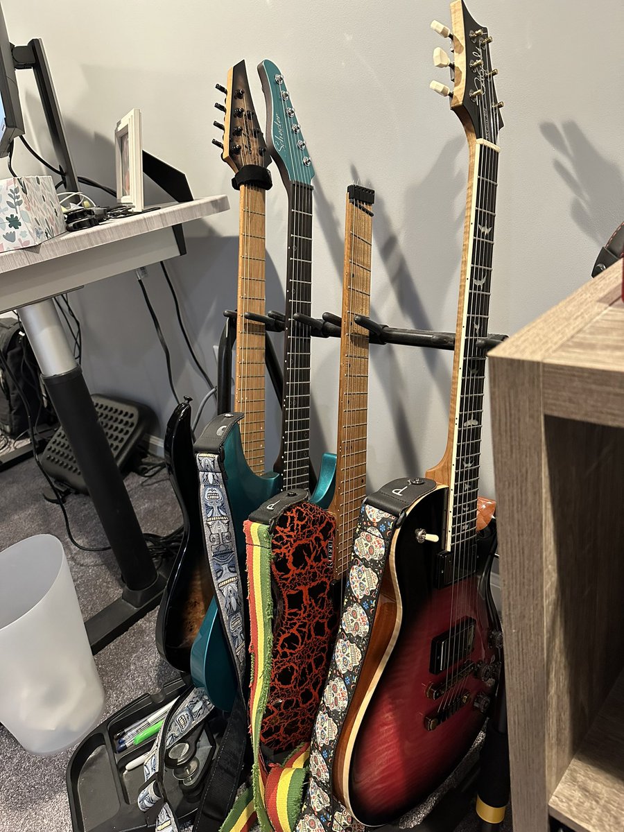 My sexy AF guitar rack. #guitar #guitargear #guitarist #PRSguitars #Kieselguitars #Schecterguitars #jacksonguitars