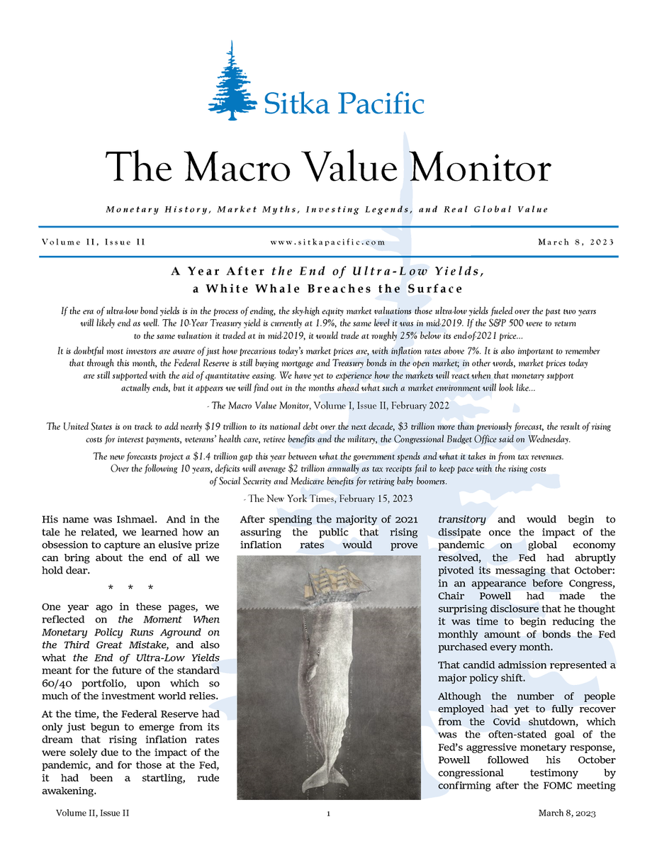 MacroValuePub's tweet photo. "His name was Ishmael. And in the tale he related, we learned how an obsession to capture an elusive prize can bring about the end of all we hold dear..."

Volume II, Issue II of The Macro Value Monitor:
https://t.co/pjB760xfYA
#monetarypolicy #inflation #interestrates https://t.co/e0bAtQTfFx