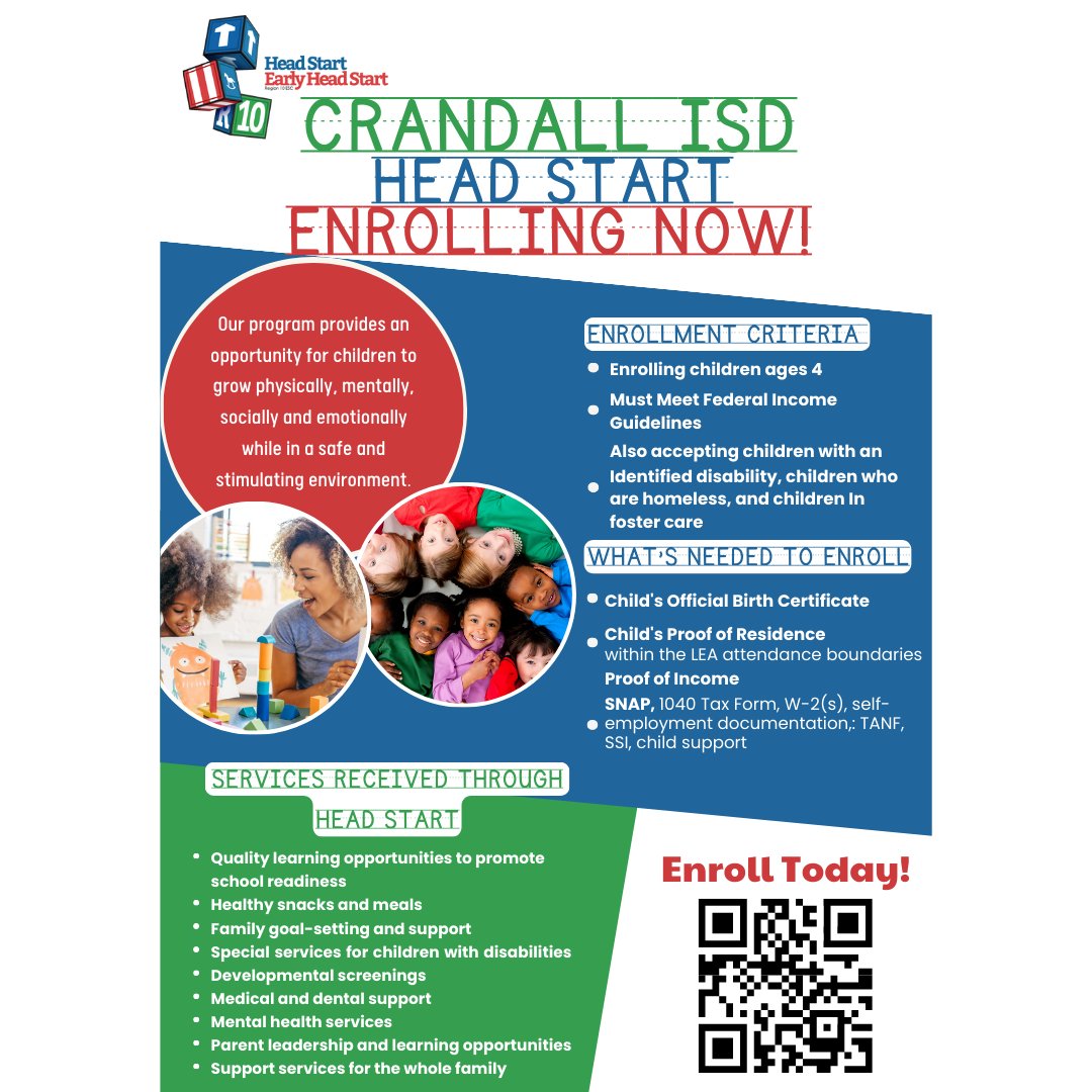 Region 10 and CISD offer Early Childhood Education for children ages 4. The program is designed to ensure our young learners have the best possible foundation for their future in education. Enrollment opens March 20. Visit here for more info: trst.in/em5x6L