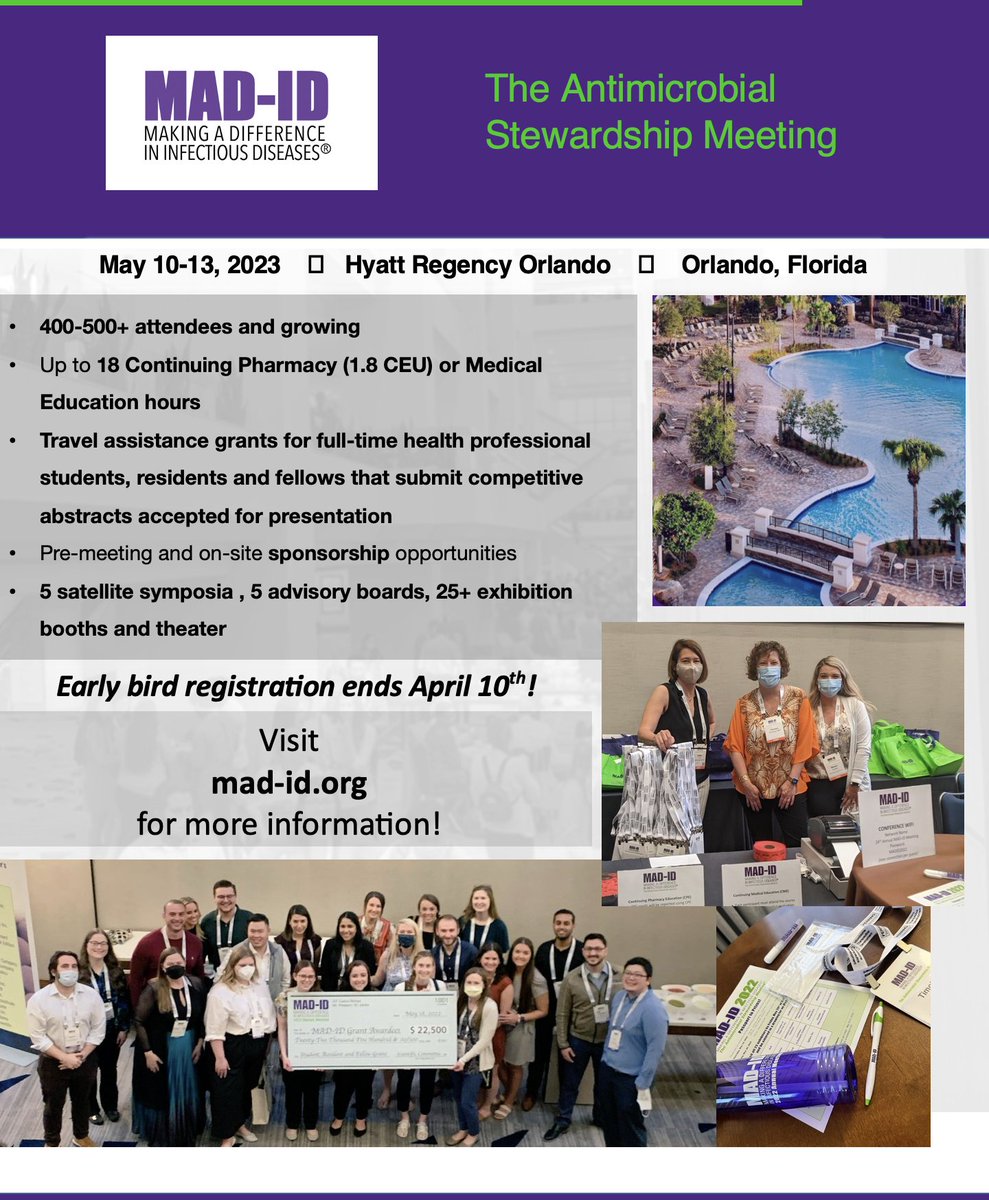 marrcoalition's tweet photo. The 25th Annual @MAD_ID_ASP Annual Meeting is coming up quick! 🥳

Trainees: submit your research abstract early for a chance to receive a travel grant 💸

Register by April 10th to get early bird pricing!   https://t.co/SMq3KFGT0N https://t.co/p1sGsOG7tK