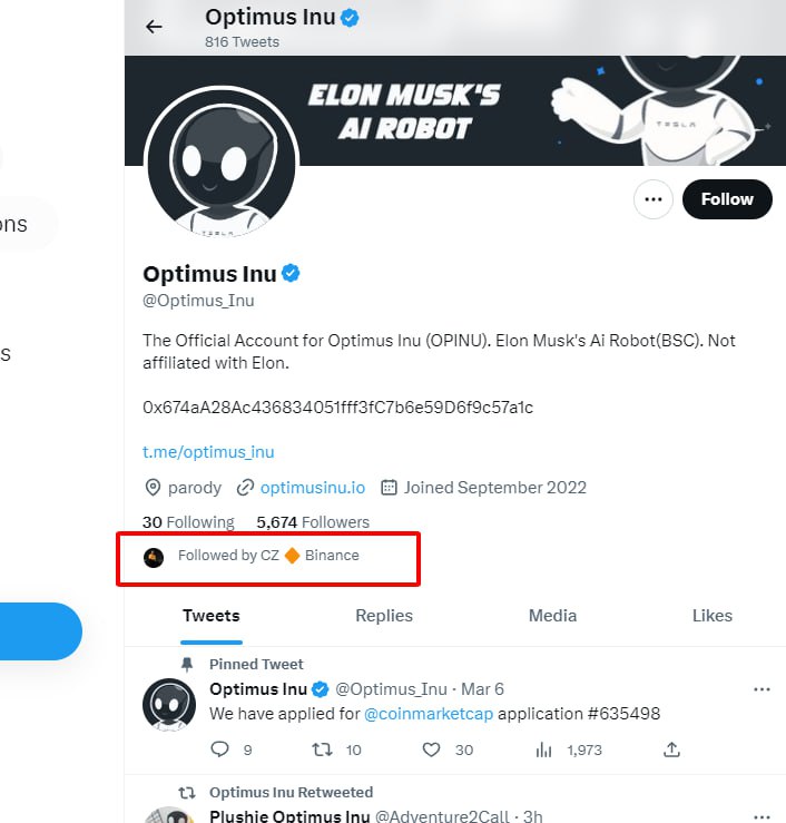 JesseChidera1's tweet photo. @Thorshammergems @kushalienz Ohh that's what I keep saying @Optimus_Inu community is just amazing and we would definitely moon together it's slow and steady. by the way our cool bots NFT's is almost minted out go grab urs chads and today we got a follow from cz and got listed on cmc that's bullish
$opinu https://t.co/IFYyG6VY4p