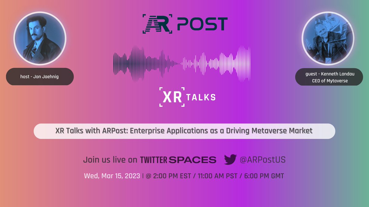 ARPostUS's tweet photo. Consumers think of the #metaverse for social apps and games. Is #enterprise the real backbone of the metaverse as a developing market and emerging tech?

Find out on March 15, when @JaehnigJon will be joined by @mytaverse CEO @KennethLandau_
🔗 https://t.co/R4Fo0axjYm 

#XRTalks https://t.co/uJyyxRuohQ