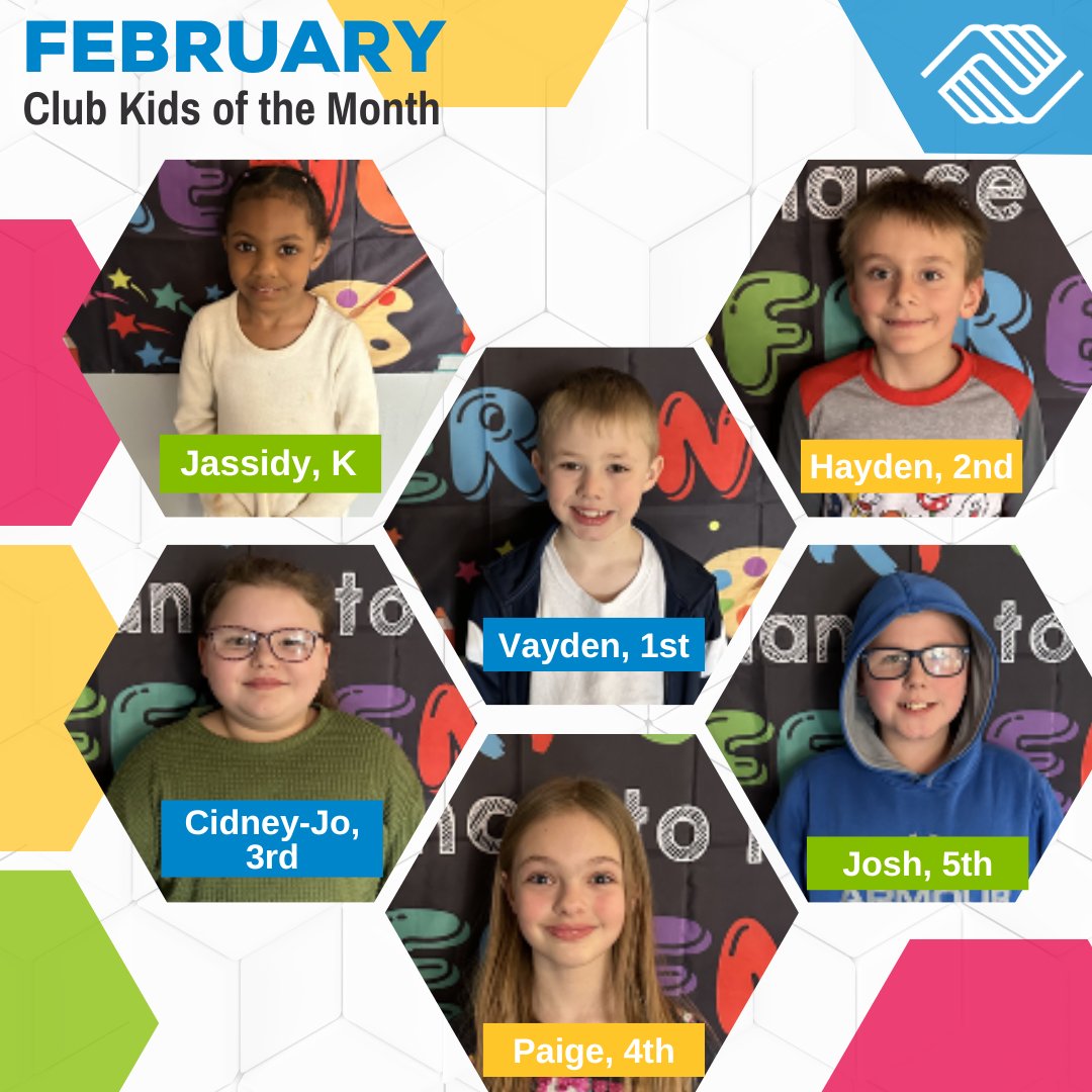 bgcmuncie's tweet photo. When you help support Great Futures, you help #inspire and #enable Club kids like Jassidy, Hayden, Vayden, Cidney-Jo, Paige & Josh. They received the February Member of the Month award. Help build #GreatFutures. Donate today. https://t.co/RN34TxUgh6 #GreatFuturesStartHere #BGCM https://t.co/xUn58wL1g0