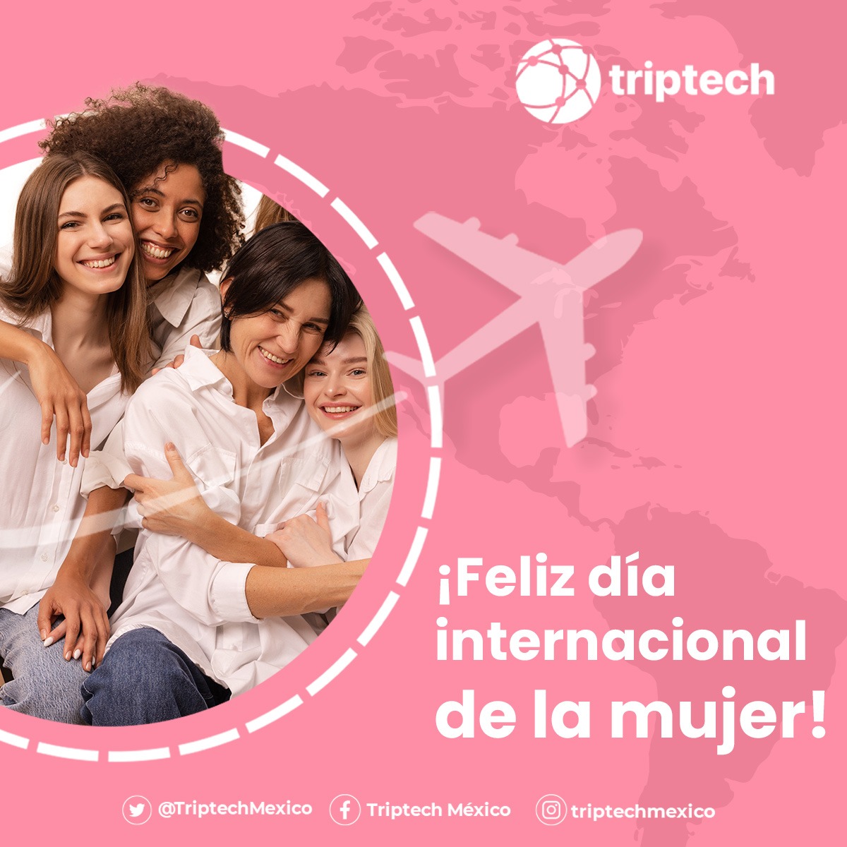 TriptechMexico's tweet photo. ¡Feliz Día de la Mujer!  En el sector de las agencias de viajes, existen mujeres directivas que han roto barreras y estereotipos, inspirando a otras mujeres a alcanzar sus metas y sueños. Hoy reconocemos y honramos su impecable labor ¡Sigamos adelante en esta lucha! #8m #TripTech https://t.co/RvJ0SvIQNu