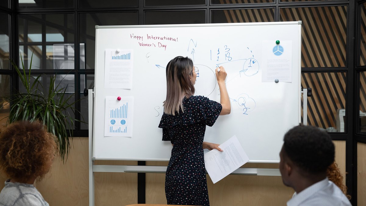 International Women’s Day Celebrated With Small Note On Office Whiteboard  bit.ly/3Zzk2Uy