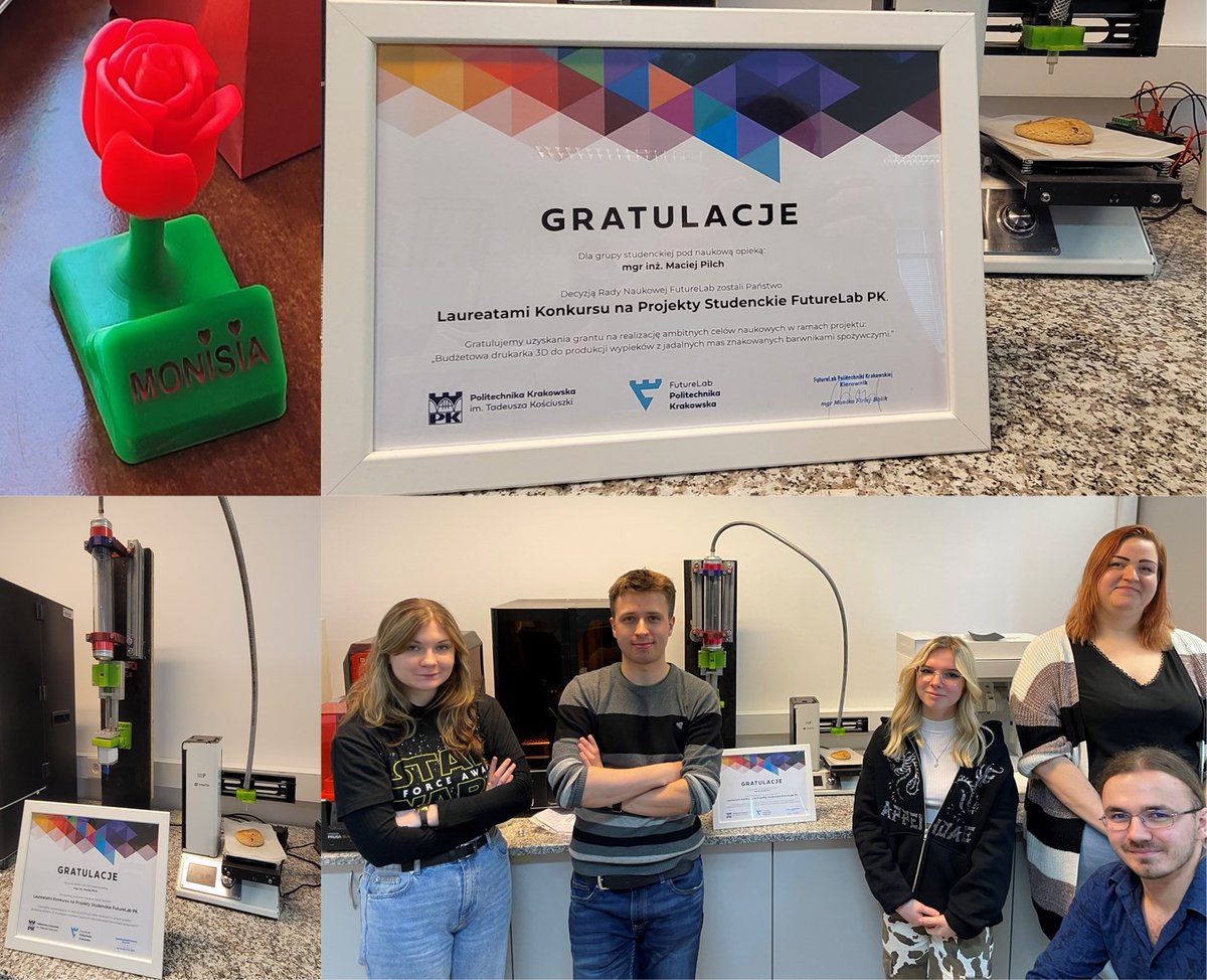 zbrojne's tweet photo. Together with FutureLab PK we will 3D print cookies 🎉🥳🙂
We are delighted that we will be able to implement the grant awarded by FutureLab PK
Monika (head of FutureLab) and all ladies, we wish you all the best today!!!
@MaciejPilch123  @JoannaOrtyl  #OrtylPhotoLab #FutureLabPK https://t.co/xGxM5uhSrX