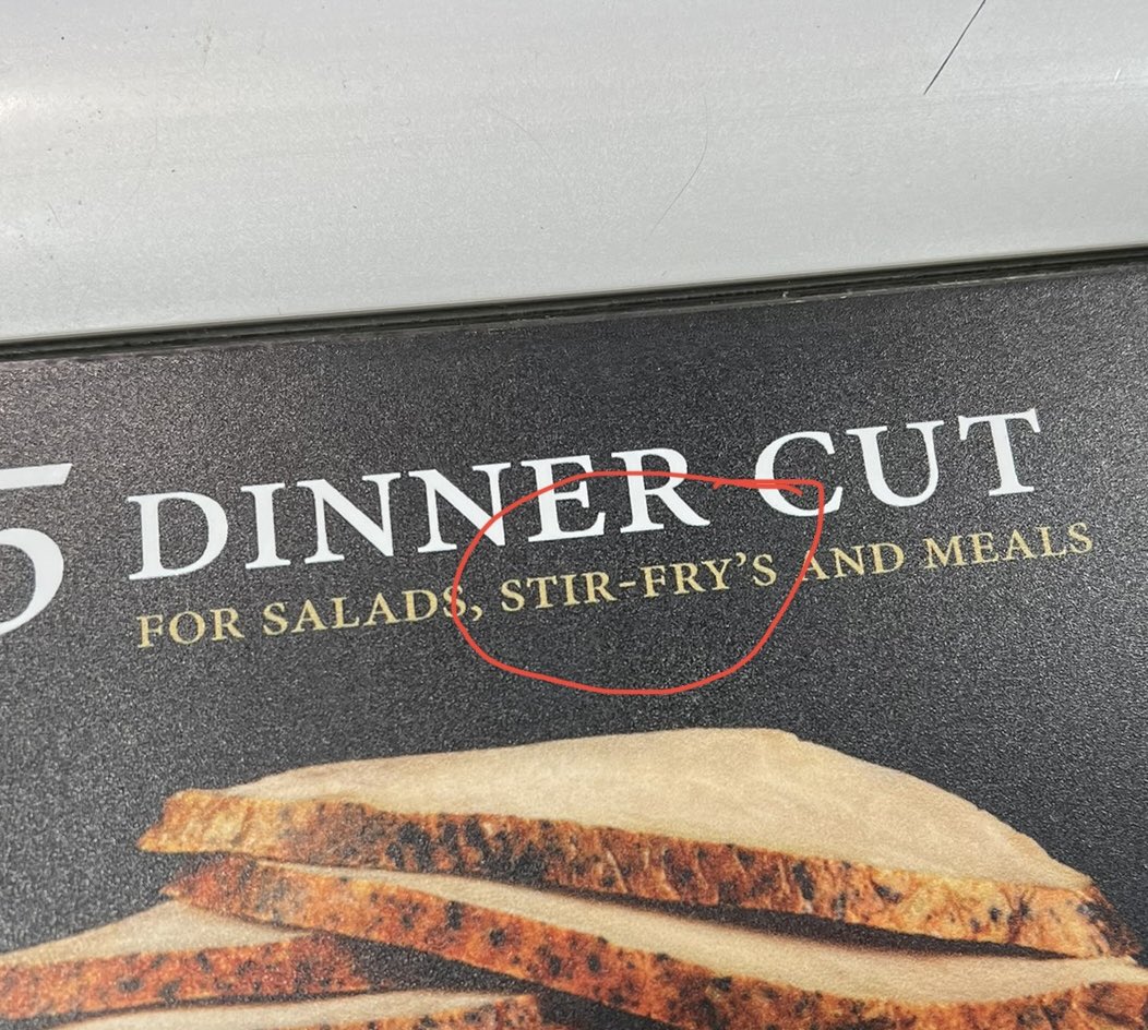 PartiallyRachel's tweet photo. @Boars_Head this is embarrassing….it should either be “stir-fries” or “stir-fry” since in most contexts “stir-fry” is already plural. https://t.co/CdArs2bPUM