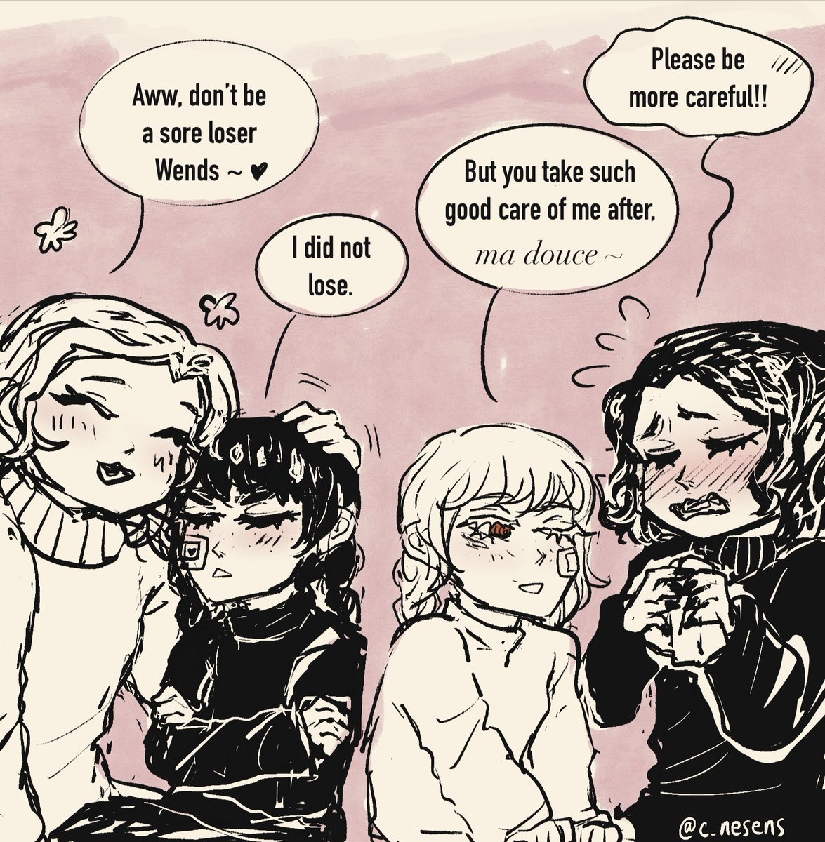 Would you win in a fight against yourself? 🤔 The Wednesdays find out! 🖤🤍 ( plus a little double #wenclair 💕) #wenclairfanart