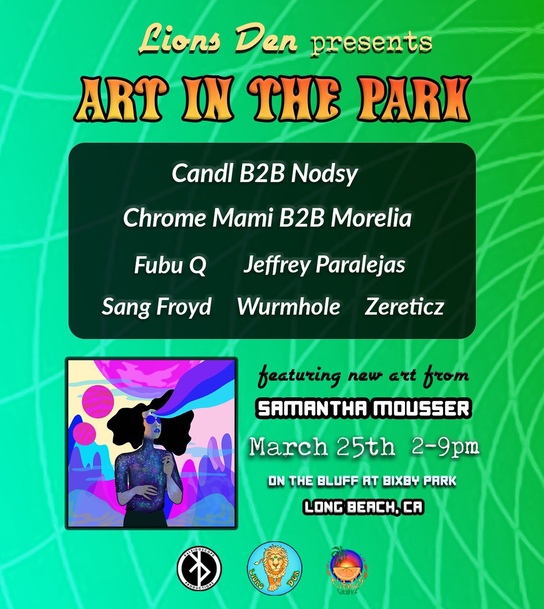 LONG BEACH! I’m BACK! 🌊
Super excited to hop on a B2B with absolute deck smasherrr <a href="/MoreliaOfficial/">🐍Morelia🕷</a> ! It’ll be our much awaited first b2b &amp; we’re bringing ENERGY! WHOLE lineup full of amazing DJs you’re not gonna wanna miss!!

Join us at Art in The Park on March 25th from 2-9pm!