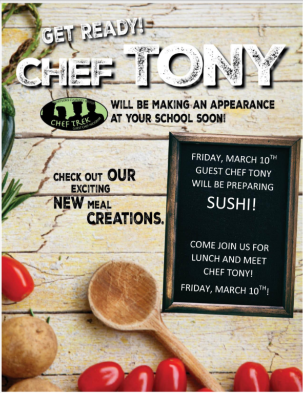 ryeneckschools's tweet photo. Hey, #RNMS and #RNHS students, Chef Tony will be in the dining hall this Friday making fresh sushi, edamame salad and rice. Stop by to see him in action! https://t.co/kPjnv5k42N
