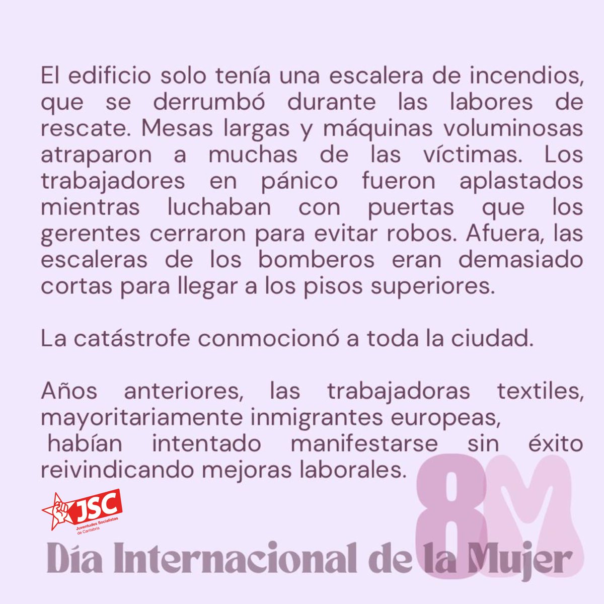 JSCantabria's tweet photo. 🟣Día Internacional de la Mujer.
🟣Lo celebramos hoy porque unas valientes nos abrieron camino. 
🟣Seguimos conquistando derechos. Aún queda mucho para alcanzar la plena igualdad, y en ello estamos. https://t.co/ffBCdB1KbU