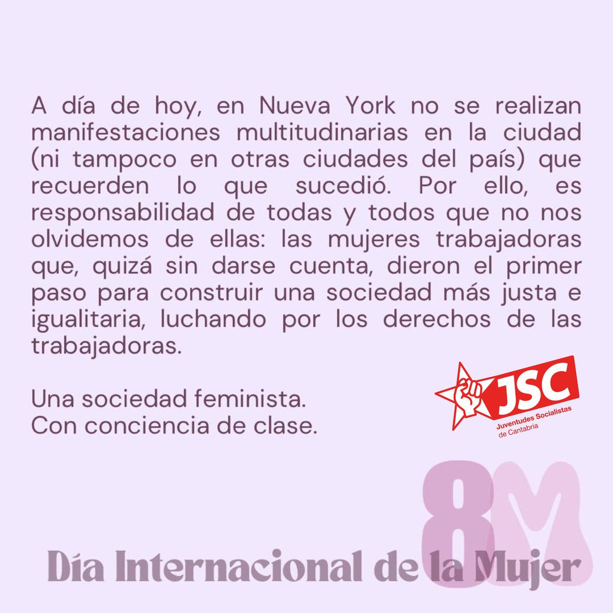 JSCantabria's tweet photo. 🟣Día Internacional de la Mujer.
🟣Lo celebramos hoy porque unas valientes nos abrieron camino. 
🟣Seguimos conquistando derechos. Aún queda mucho para alcanzar la plena igualdad, y en ello estamos. https://t.co/ffBCdB1KbU