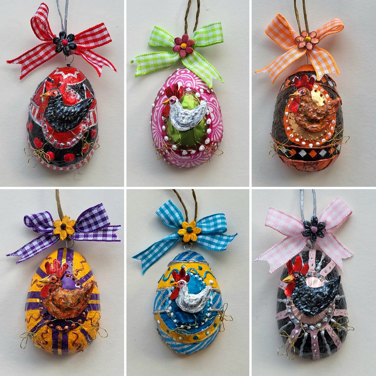 BlakewayRachael's tweet image. Pretending  to be a Faberge egg designer using eggspensive and eggsclusive materials like paper pulp, used toffee/ cake wrappers, used gift wrap and empty coffee pods 🤣 Available  in my Etsy shop #recycledart #easterdecorations #faberge   #welshart @Welsh_art