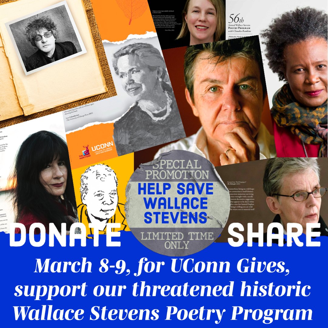 WritingUconn's tweet photo. Support the Wallace Stevens Poetry Program in its effort to stay solvent for the future. After 57 years, our former sponsor, The Hartford, severed ties despite its historic ties to our namesake &amp; legacy. Please help this legendary program continue!

https://t.co/jbSmTfoRGM https://t.co/y4Zv8OAkxp