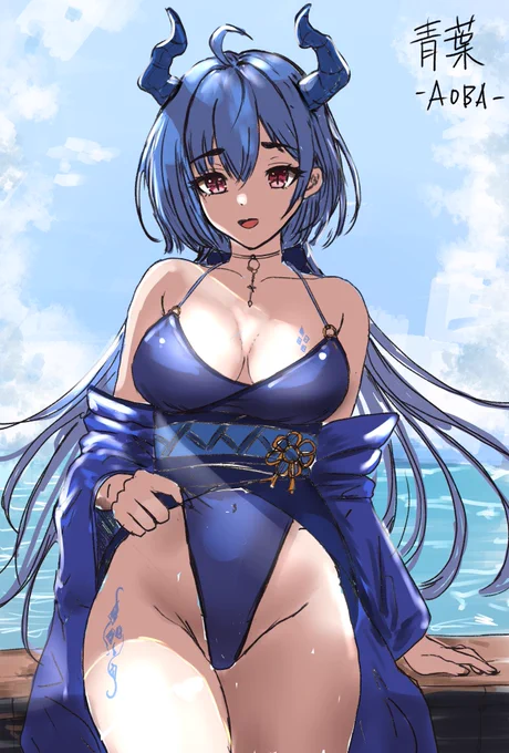 おはよーございますオリジナル角娘の3発目のラフです。今日も一日ファイトです 