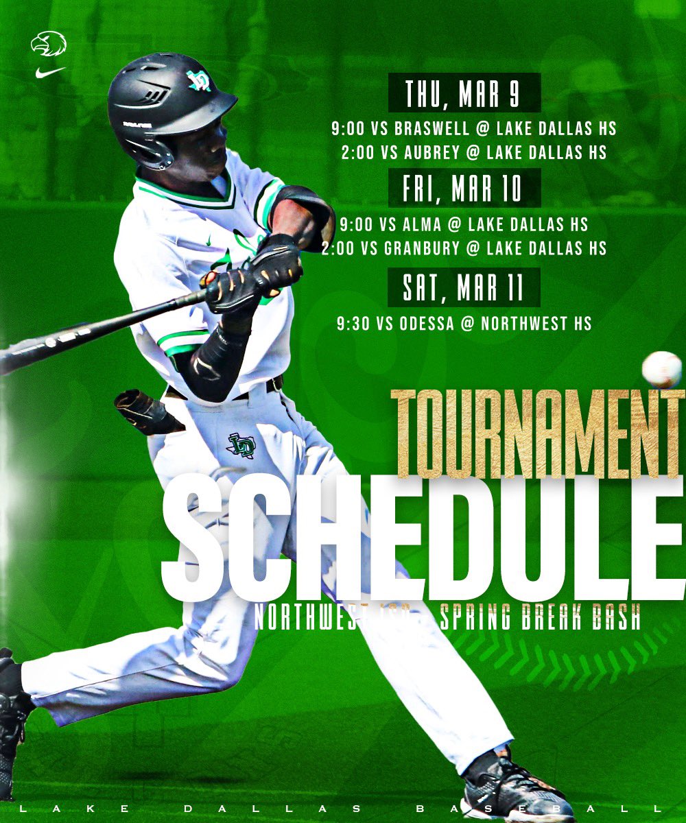 Go Falcons!
Tournament Schedule for this week