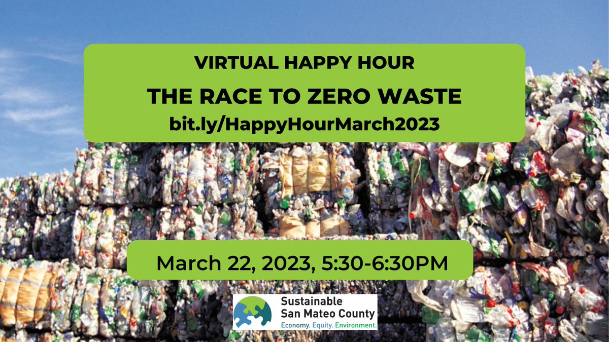 Our beloved Happy Hours are back! Join us virtually on 3/22 to discuss why zero waste is important and to learn about some groundbreaking new laws and strategies to get us there. Free but you must preregister. Go to: bit.ly/HappyHourMarch… to learn more and register.