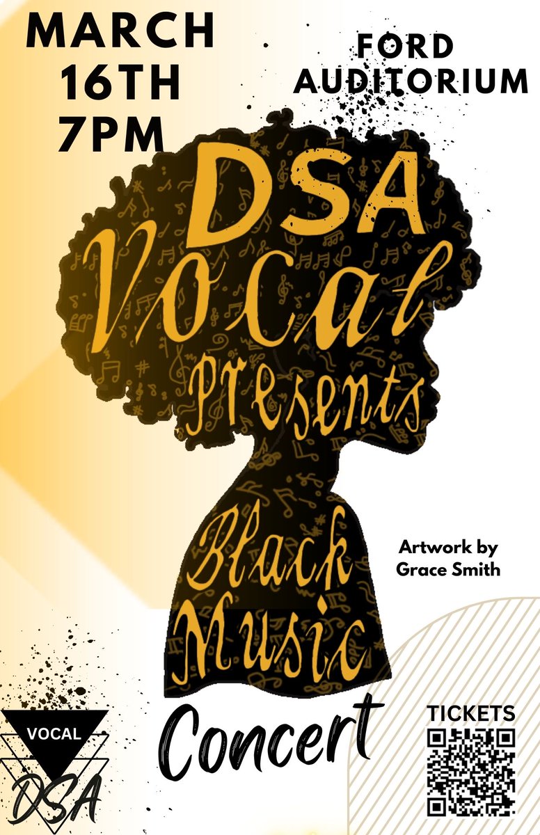 Save the date! Thursday, March 16, 7:00pm Black Music Concert! Tickets $10 and can be purchased at dsa.ludus.com/index.php