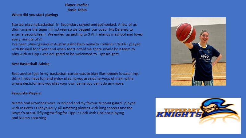 Basketball Ireland Intermediate League Semi Final
Tipperary Knights preview.
#WomenInSportIRE 
#WISWEEK2023 
#basketballireand
