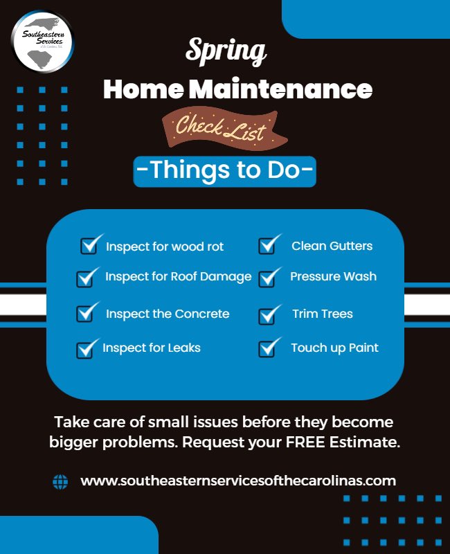 SoutheasternOf's tweet image. Spring is the perfect time to tackle your home maintenance checklist. By doing this maintenance in the spring, you can catch any damage that may have been done throughout the winter, and go into summer without it (sometimes literally) hanging over your head.

#springchecklist