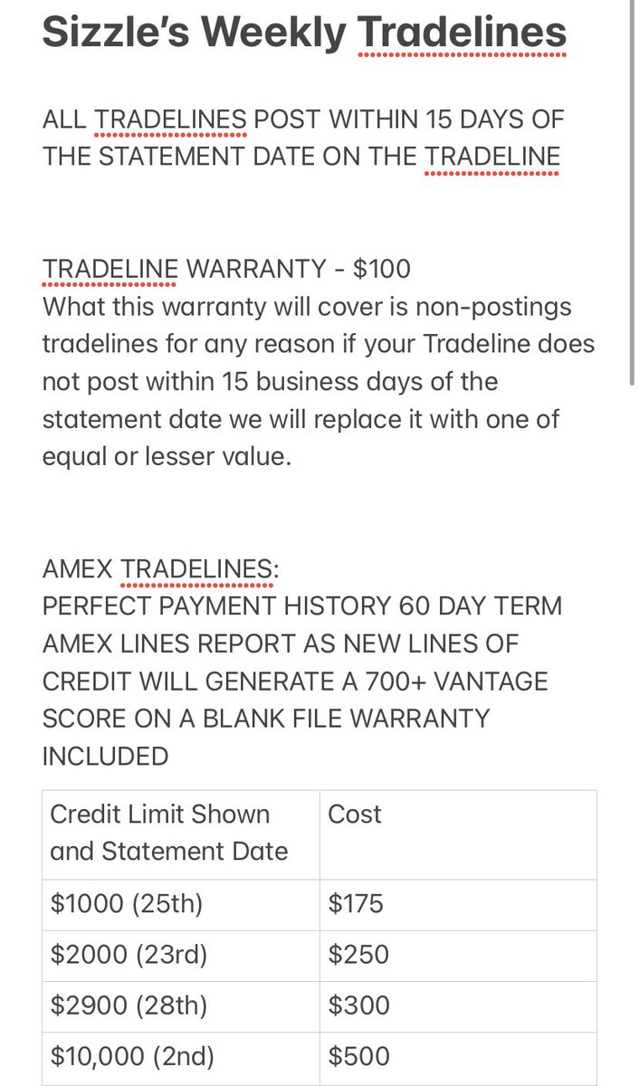 SizzleFoo's tweet image. This isn’t all the lines I have! Tap in for the full list!! Some have already sold out! #Tradelines #SizzlesWeeklyTradelines
