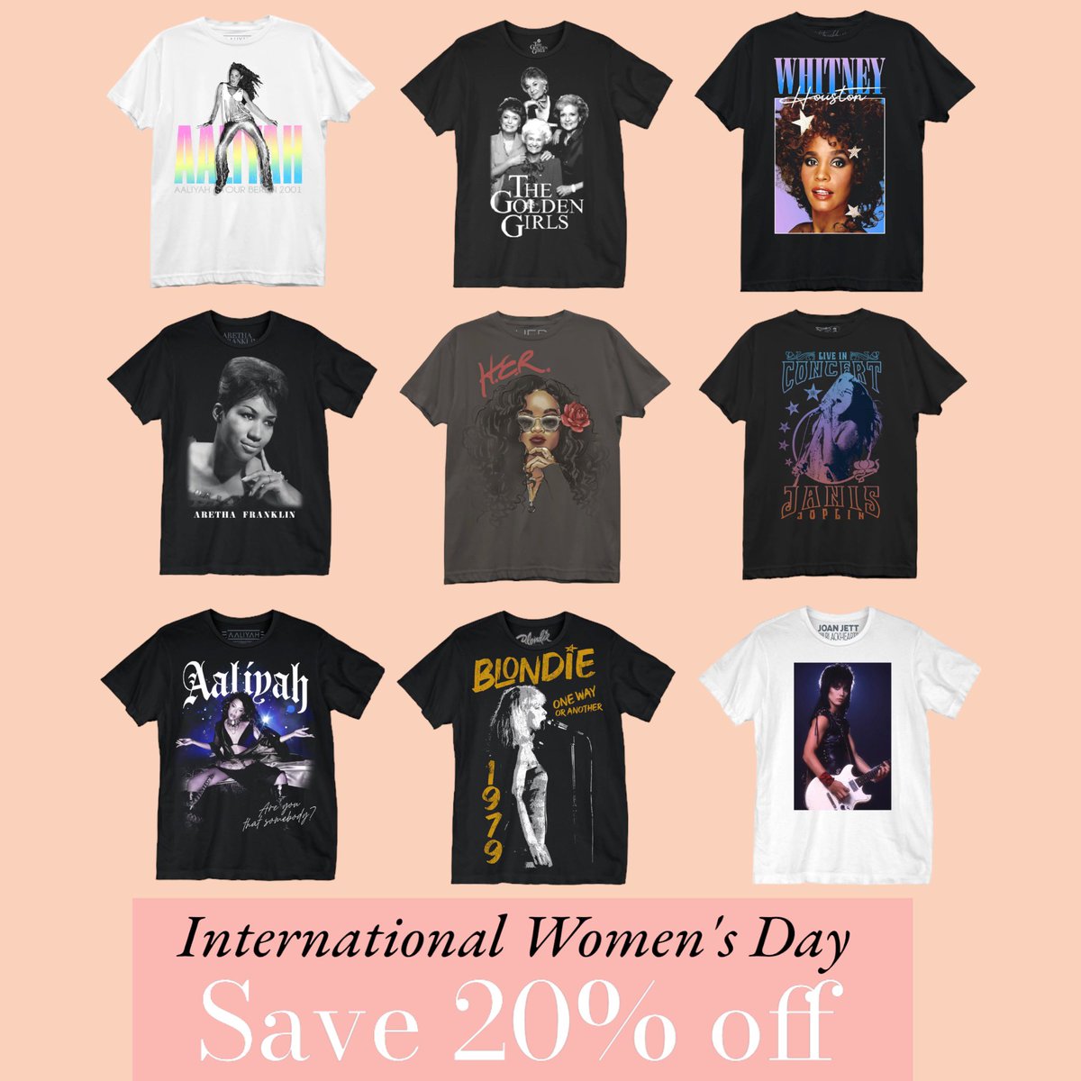 To celebrate International Women's Day we have 20% off everything! Use code: GIRLPOWER20 at Shopgoodie.com 💪🏻💥 #girlpower #internationalwomensday #womensday #aayliah #thegoldengirls #whitneyhouston #arethafranklin #her #janisjoplin #blondie #joanjett  #goodietwosleeves