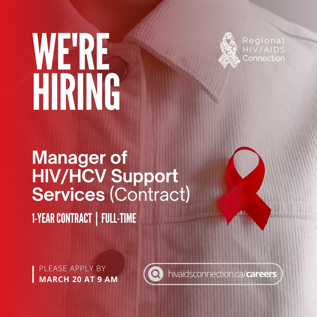 We're Hiring: Manager of HIV/HCV Support Services (Contract). Please apply by March 20 at 9 AM: ca.indeed.com/job/manager-hi…