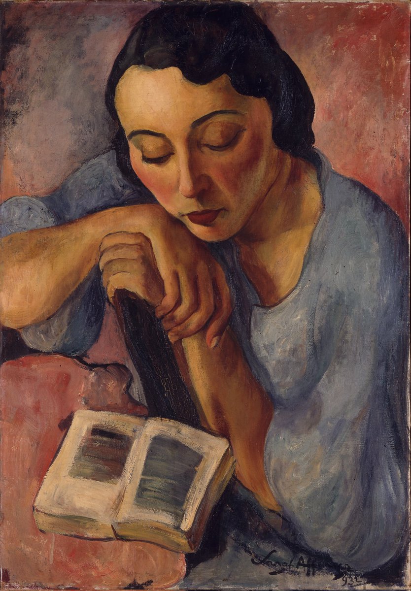 FCGulbenkian's tweet photo. ♀️ Feliz Dia Internacional da Mulher! 
Partilhamos algumas obras da Coleção do CAM de artistas mulheres que retratam outras mulheres. Quais são as vossas artistas favoritas?  
1. Sarah Affonso, "Retrato de Matilde", 1932 https://t.co/4kGAptCHWu