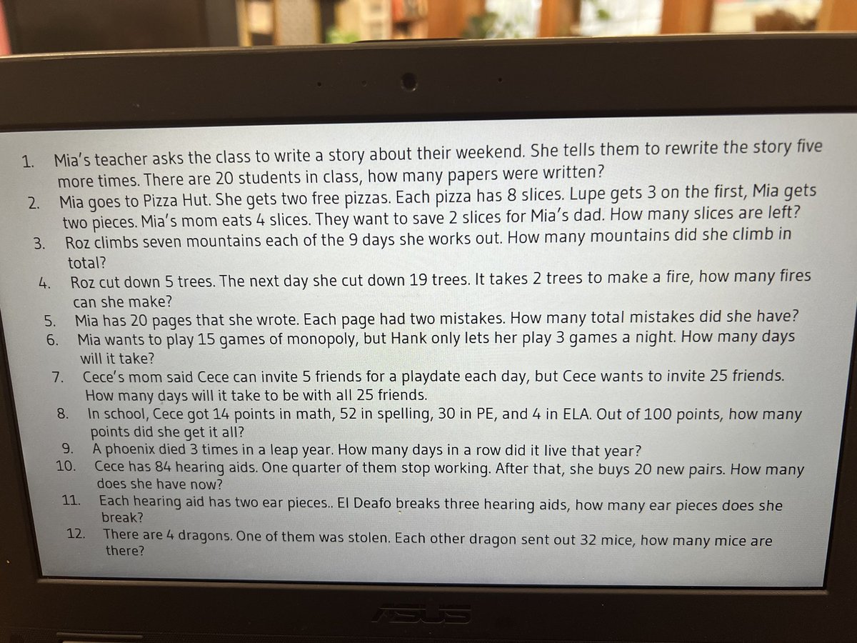 Third grade finished their Community Book Clubs today so I had them create their own word problems for each other to solve! I’m so proud of their determination to try (and fail) both writing and solving multi step problems