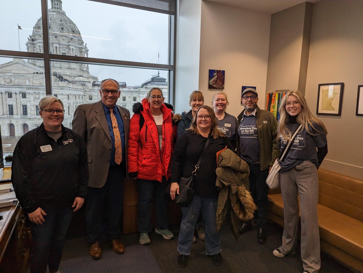 CAPLP_MN's tweet photo. Today our team attended @MNHomelessCo Homeless Day on the Hill. We were excited to hear from @GovTimWalz and various lawmakers. Our team met with @RepKeeler & @RobKupec to discuss what we've been seeing in our community. #MCHDOTH #mnleg #BeCommunityAction #CommunityActionWorks https://t.co/Yh4q4pRFd0