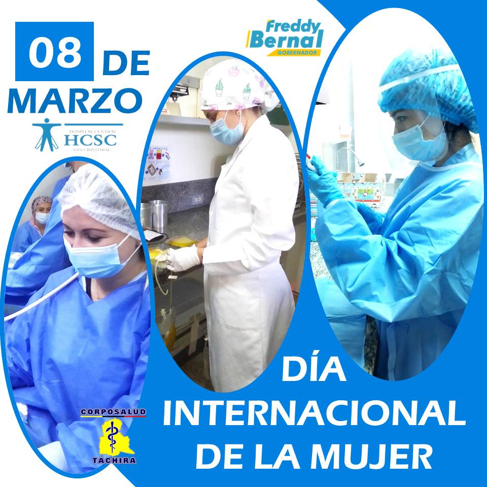 La junta directiva del Hospital Central felicita a todas la mujeres en el Día Internacional de la Mujer, en especial a todas aquellas que laboran en el sector salud.
@nicolasmaduro @magalygutierrezv
@mppsalud_vzla @freddybernalven
@gobernaciondeltachira
@corposalud_tachira