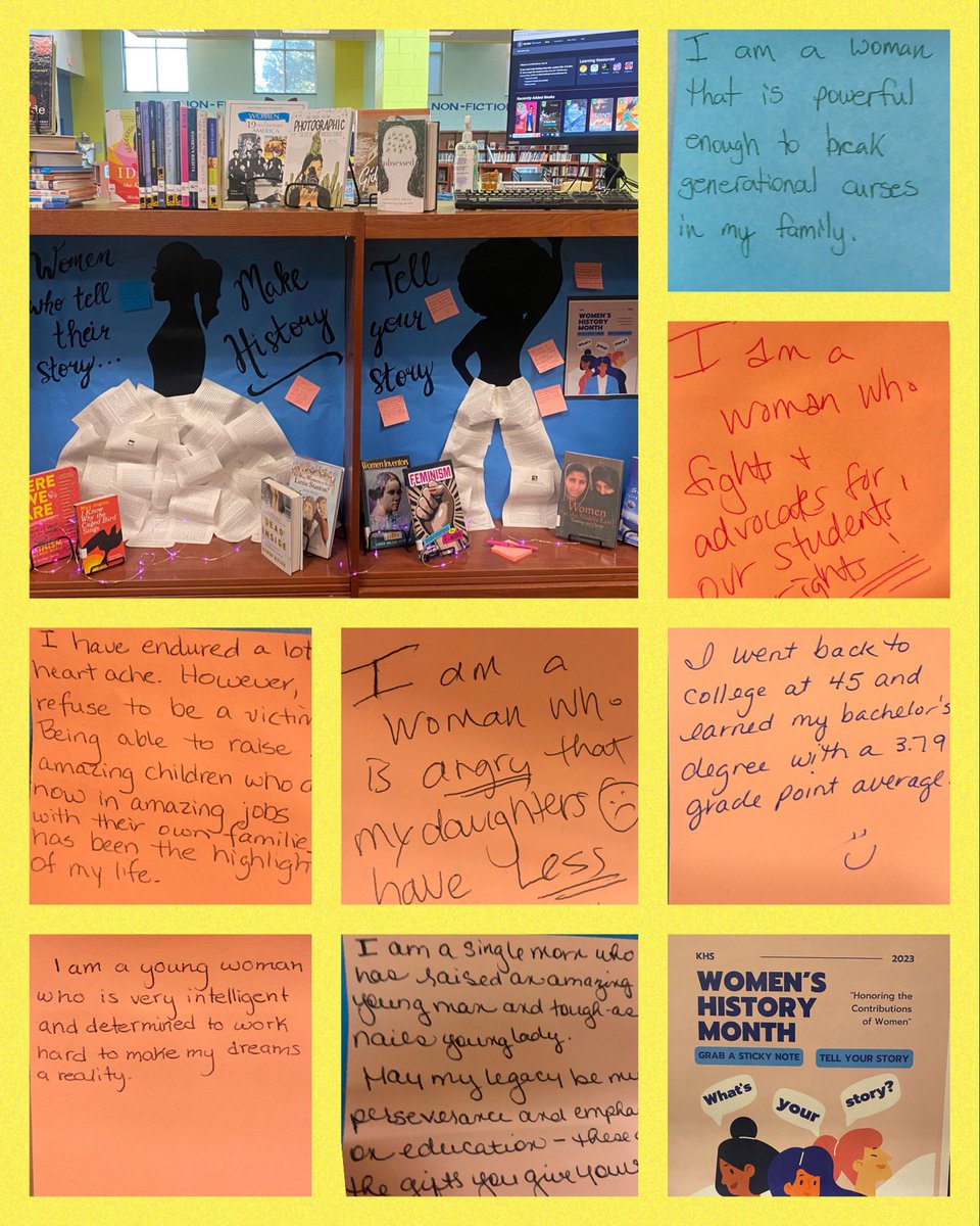 Happy #InternationalWomansDay2023 stop by the LC <a href="/KnightdaleHS/">Knightdale High</a> to tell YOUR story - all you need is a sticky note