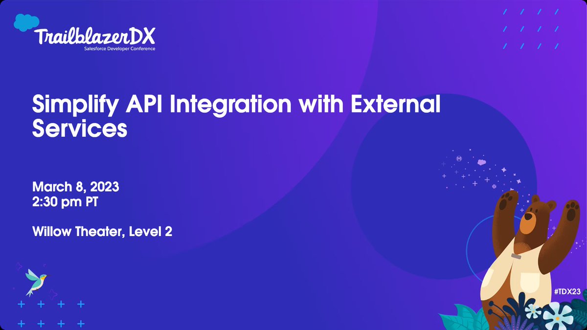 If you want to learn more about exciting updates to External Services that make it easier than ever to make API calls from Salesforce, including the ability to make external services callouts natively from Apex, come check out our session today! #TDX23  sfdc.co/es-tdx23