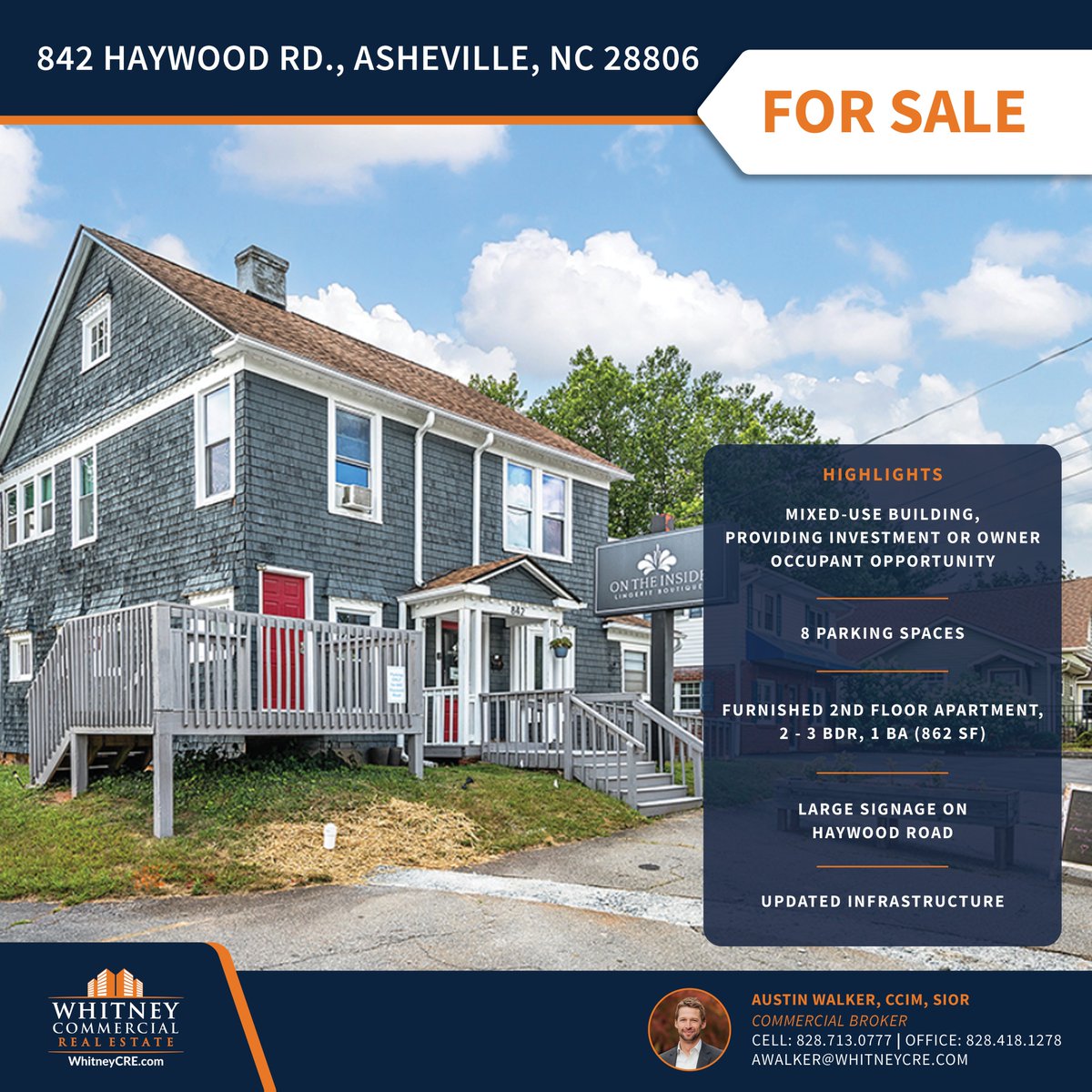 WhitneyCRE's tweet photo. Unique mixed-use property for sale with a live/work opportunity in the desirable West Asheville neighborhood! 
#westasheville #wcre #austinwalker #retailforsale #officeforsale https://t.co/hubdSeg4q0