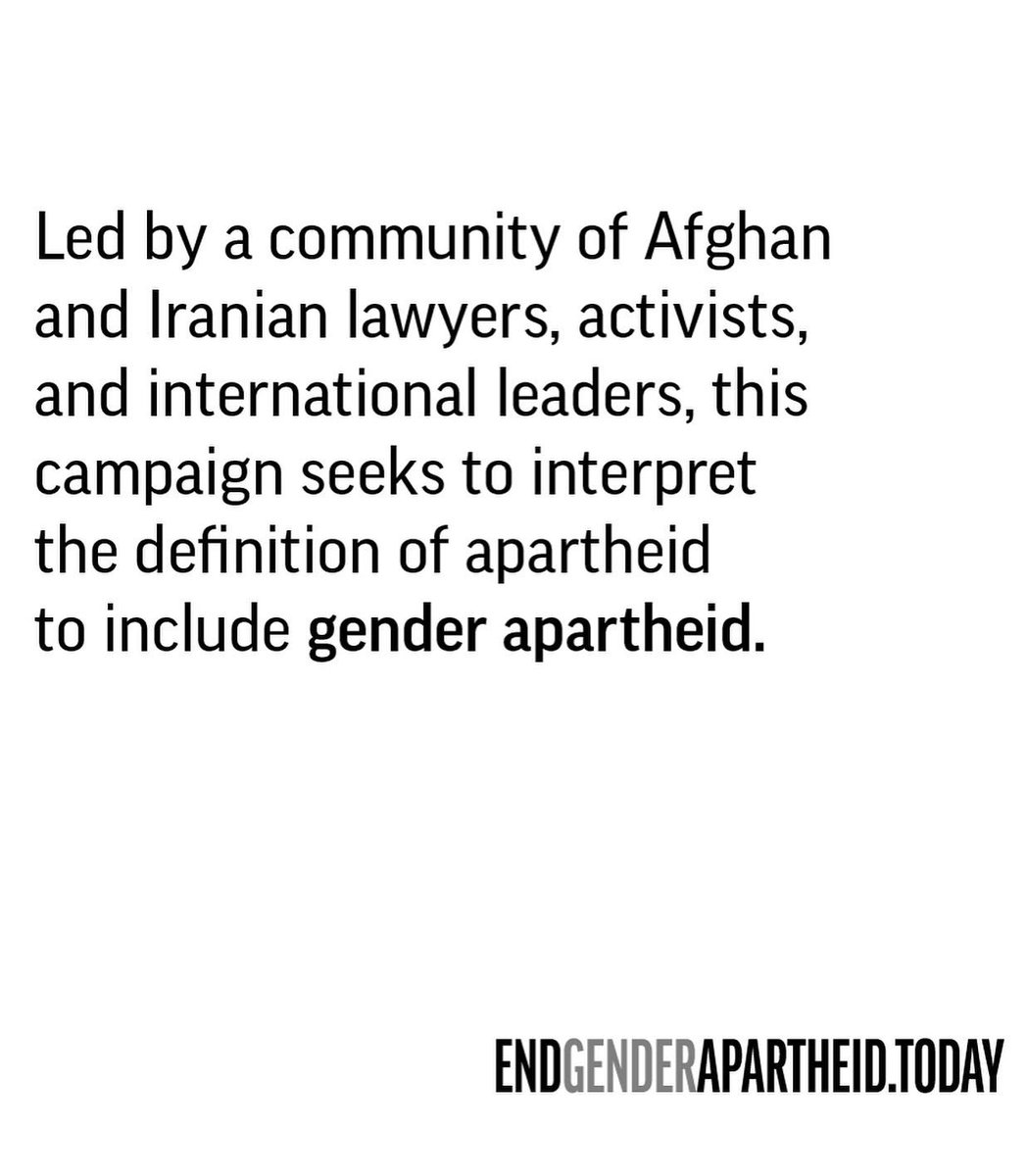 On #InternationalWomensDay, I stand by the women &amp; girls of Afghanistan &amp; Iran &amp; demand that we interpret &amp; expand the legal definition of apartheid to include gender under international laws. Join me:  #EndGenderApartheid
Learn more, add your name endgenderapartheid.today 🇦🇫🇮🇷