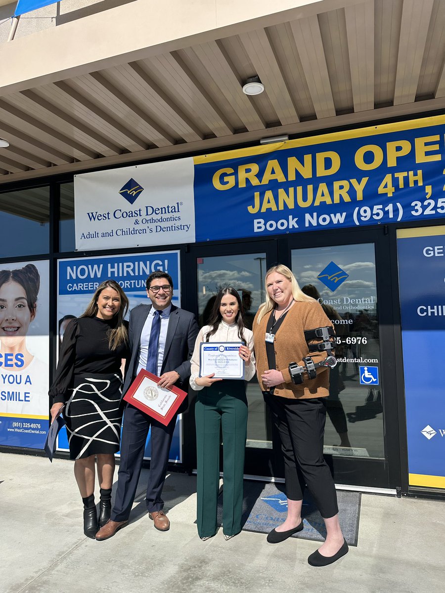 SupWashington's tweet photo. Yesterday, Third District Staff attended the ribbon cutting ceremony for West Coast Dental &amp; Orthodontics for Adults &amp; Kids new location in French Valley. (1/2)
 
#WestCoastDental #ThrivingThird #ThirdDistrict #RivCoNow #RiversideCounty https://t.co/YTqSXwdUdf