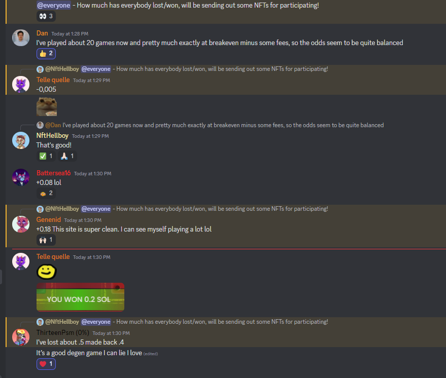 The first Dead Dice dAPP Beta Test is going on NOW!

Reactions are very positive!

Our beta launches with:
- Full Sol Functionality
- Music / Sound FX
- Animations
- Live Player Count
- Previous Results

&amp; in the next week we'll be shipping the volume dashboard + chat!
